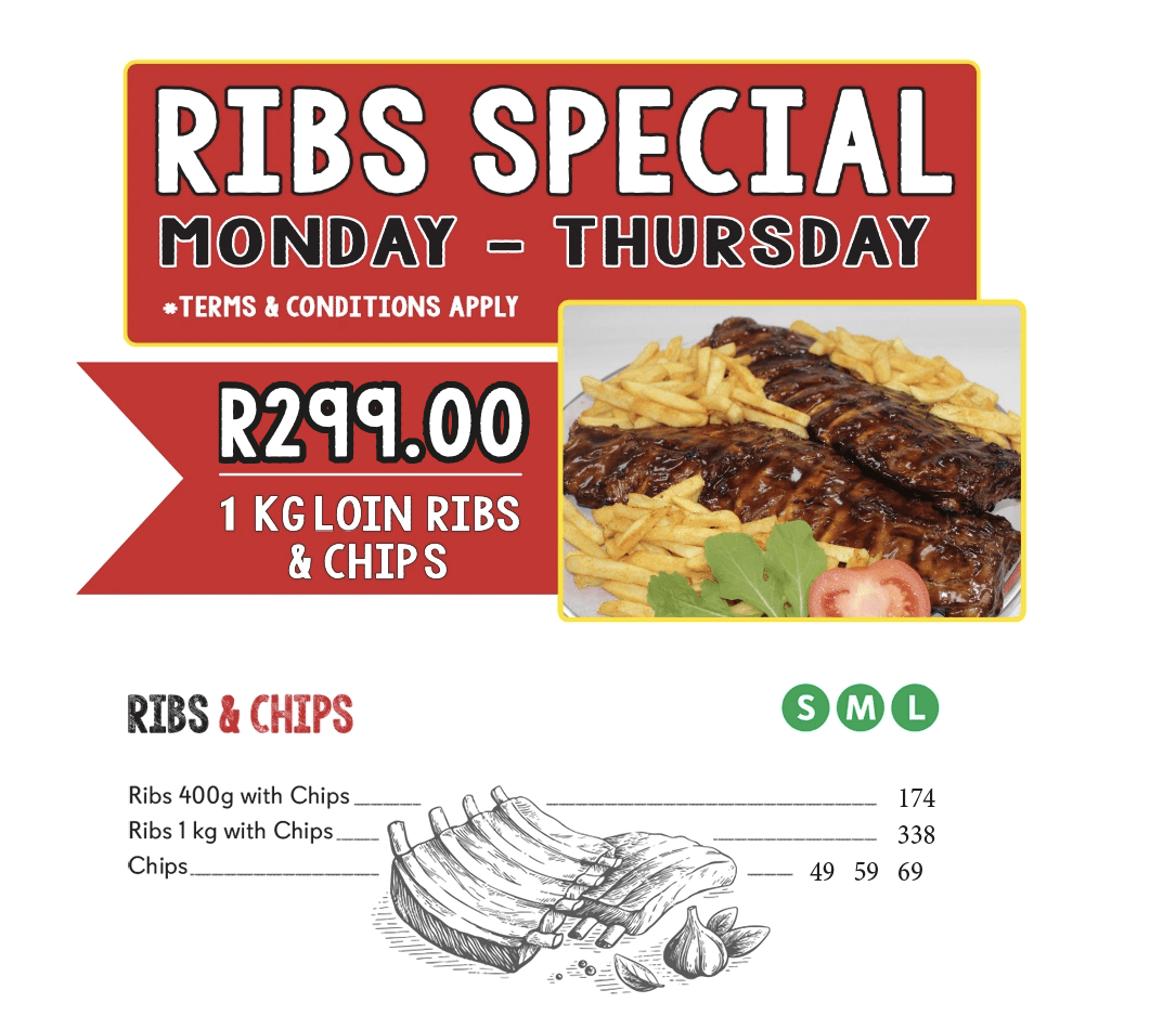 Welgemoed Pizza ribs special